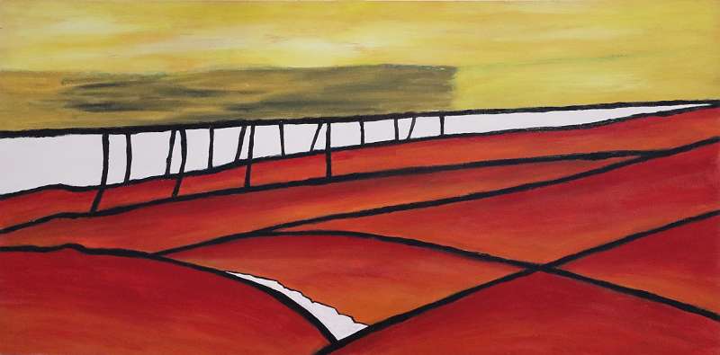 Rood veld, 2019, acryl op mdf, 122 x 61